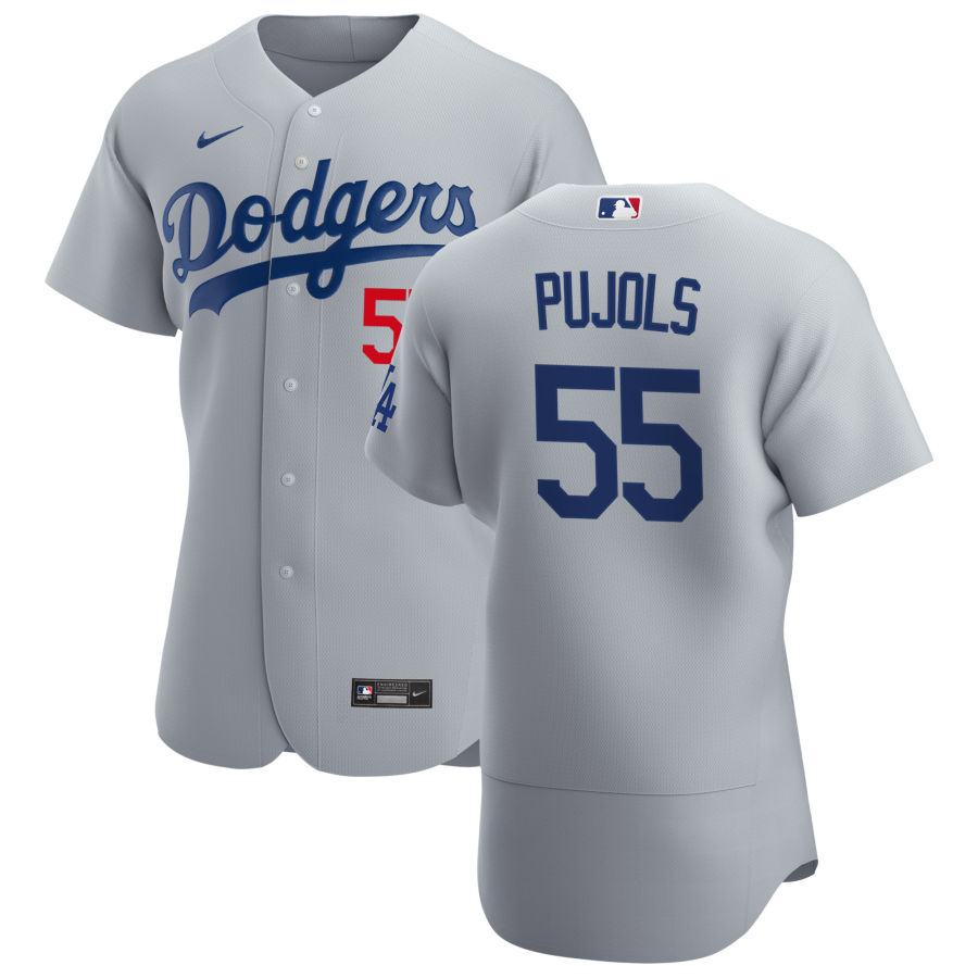 Men's Los Angeles Dodgers #55 Albert Pujols Grey Stitched MLB Flex Base Nike Jersey Men's Los Angeles Dodgers #55 Albert Pujols Grey Stitched MLB Flex Base Nike Jersey