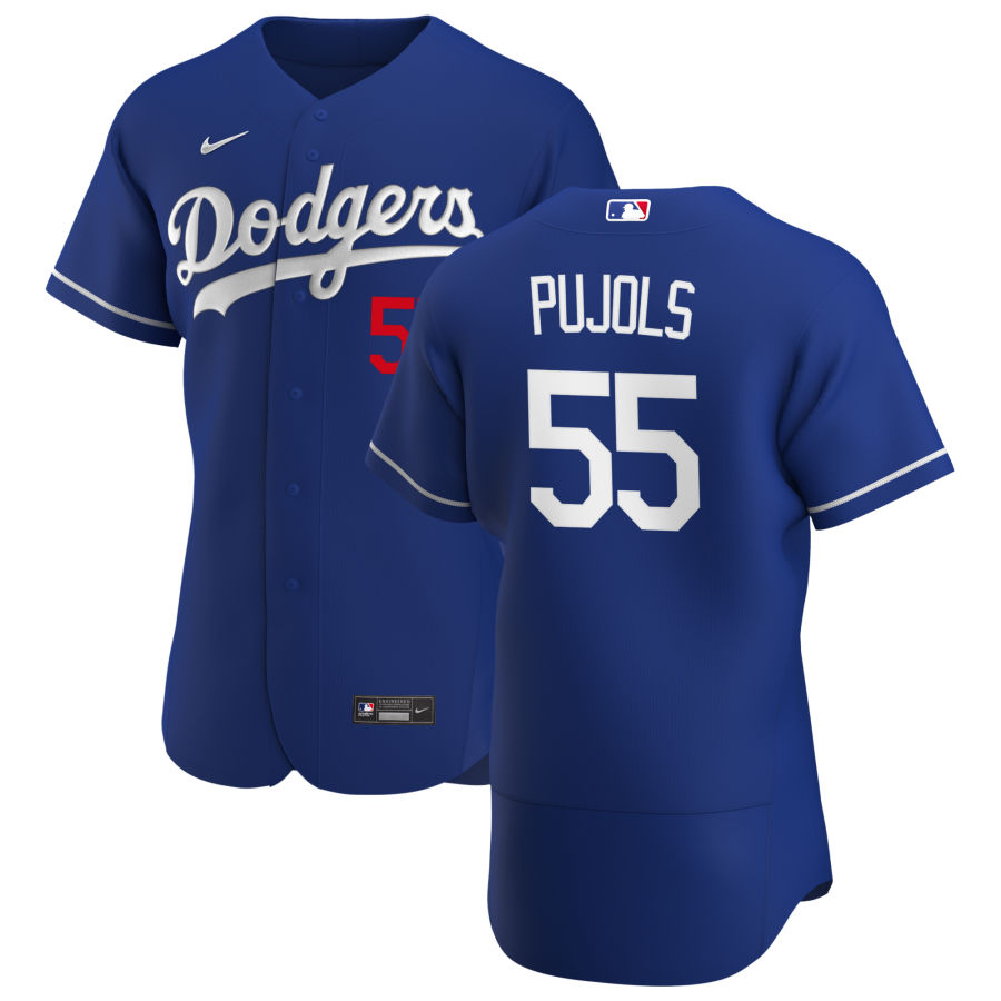 Men's Los Angeles Dodgers #55 Albert Pujols Blue Stitched MLB Flex Base Nike Jersey Men's Los Angeles Dodgers #55 Albert Pujols Blue Stitched MLB Flex Base Nike Jersey