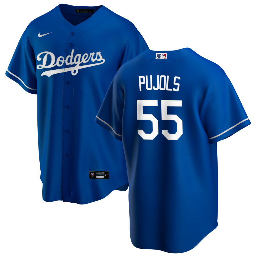 Men's Los Angeles Dodgers #55 Albert Pujols Blue Stitched Cool base Nike Jersey Men's Los Angeles Dodgers #55 Albert Pujols Blue Stitched Cool base Nike Jersey