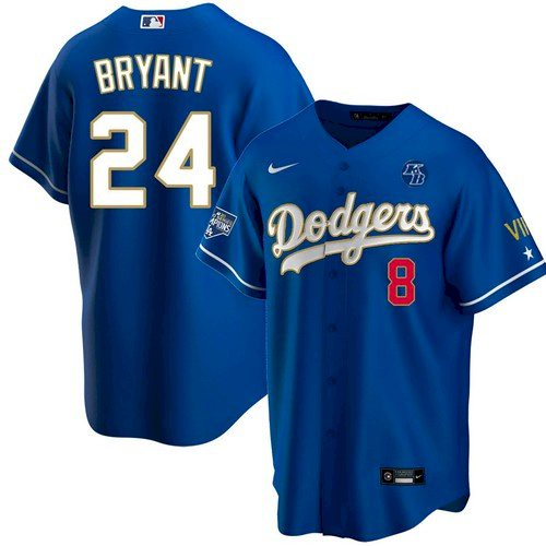 Dodgers #24 Kobe Bryant KB White Gold Series Jersey Men VII Championships Dodgers #24 Kobe Bryant KB White Gold Series Jersey Men VII Championships