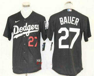 Men's Los Angeles Dodgers #27 Trevor Bauer Black Stitched MLB Cool Base Nike Jersey Men's Los Angeles Dodgers #27 Trevor Bauer Black Stitched MLB Cool Base Nike Jersey