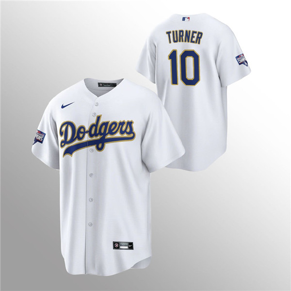 Men's Dodgers #10 Justin Turner White 2021 Gold Program Replica Jersey Men's Dodgers #10 Justin Turner White 2021 Gold Program Replica Jersey