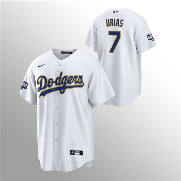 Men's Dodgers #7 Julio Urias White 2021 Gold Program Replica Jersey Men's Dodgers #7 Julio Urias White 2021 Gold Program Replica Jersey