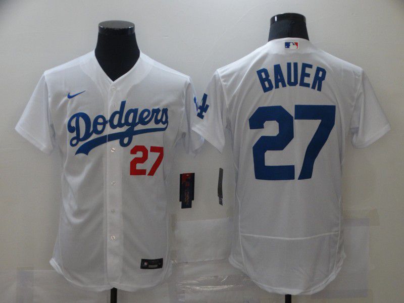 Men's Los Angeles Dodgers #27 Trevor Bauer White Stitched MLB Flex Base Nike Jersey Men's Los Angeles Dodgers #27 Trevor Bauer White Stitched MLB Flex Base Nike Jersey