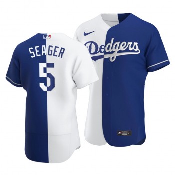 Dodgers #5 Corey Seager Split White Blue Two-Tone Jersey Dodgers #5 Corey Seager Split White Blue Two-Tone Jersey