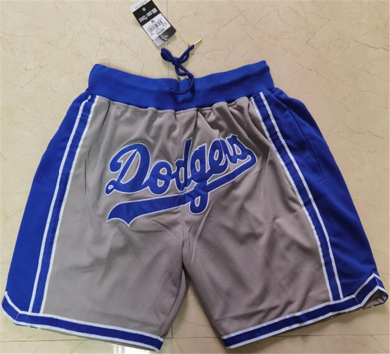 Men's Los Angeles Dodgers Team Logo Gray Pocket Baseball Shorts Men's Los Angeles Dodgers Team Logo Gray Pocket Baseball Shorts