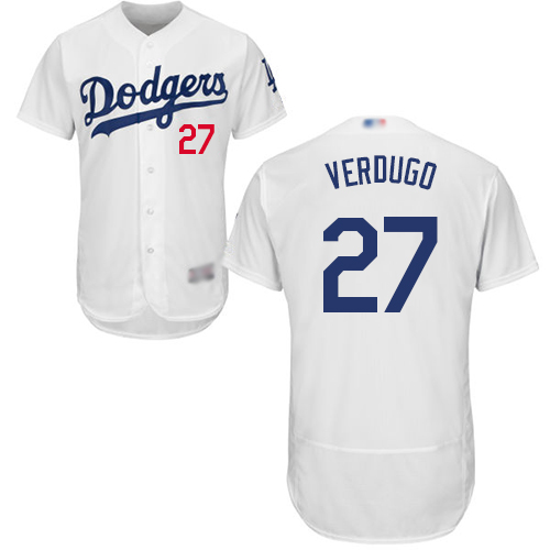 Dodgers #27 Alex Verdugo White Flexbase Authentic Collection Stitched Baseball Jersey Dodgers #27 Alex Verdugo White Flexbase Authentic Collection Stitched Baseball Jersey