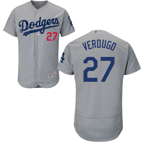 Dodgers #27 Alex Verdugo Grey Flexbase Authentic Collection Stitched Baseball Jersey Dodgers #27 Alex Verdugo Grey Flexbase Authentic Collection Stitched Baseball Jersey