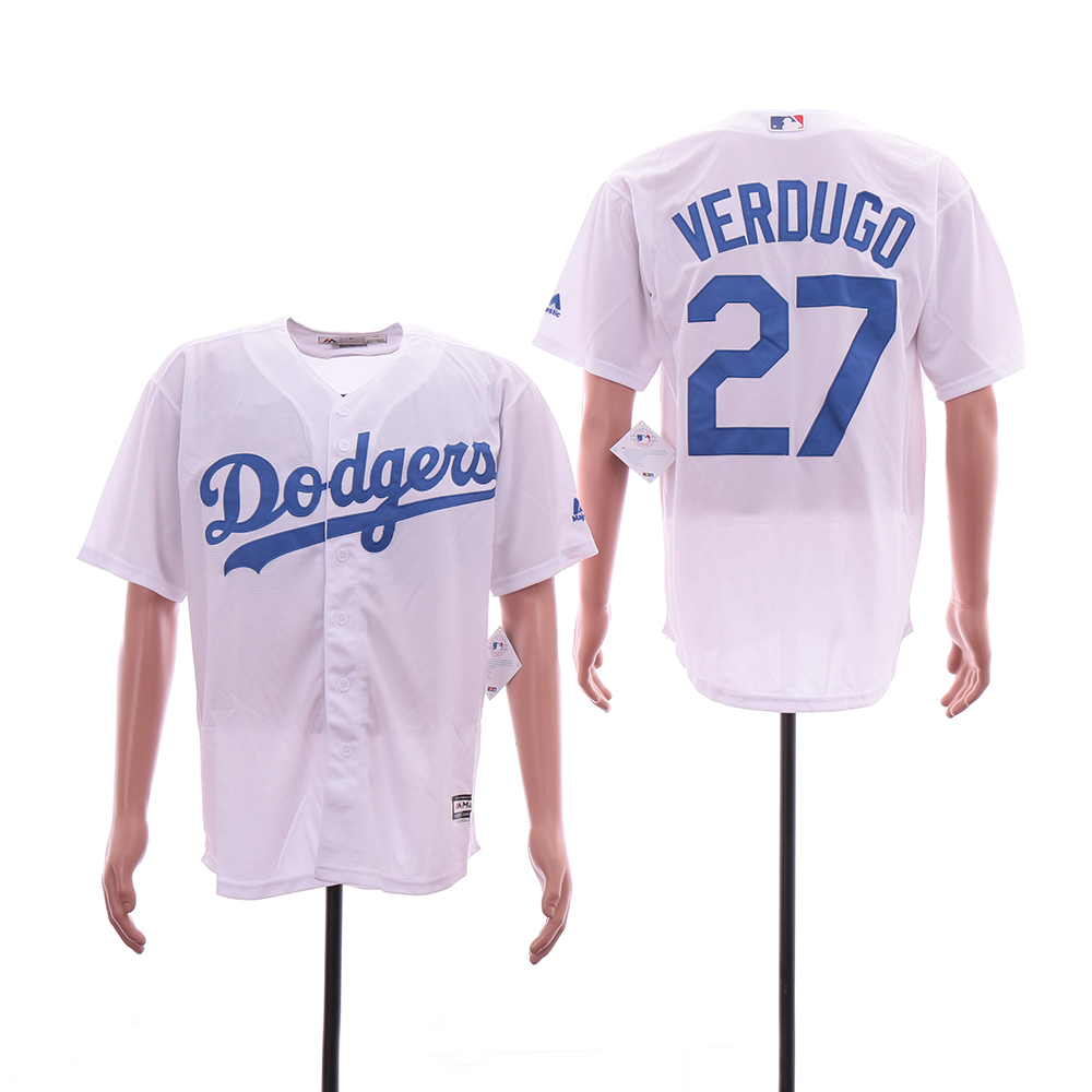 Dodgers 27 Alex Verdugo White Cool Base Jersey Dodgers 27 Alex Verdugo White Cool Base Jersey
