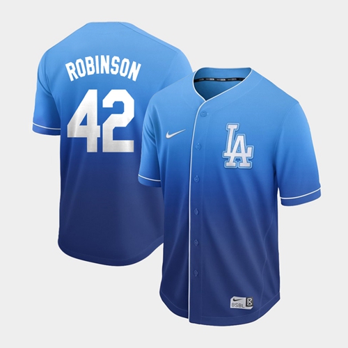 Dodgers #42 Jackie Robinson Royal Fade Authentic Stitched Baseball Jersey Dodgers #42 Jackie Robinson Royal Fade Authentic Stitched Baseball Jersey
