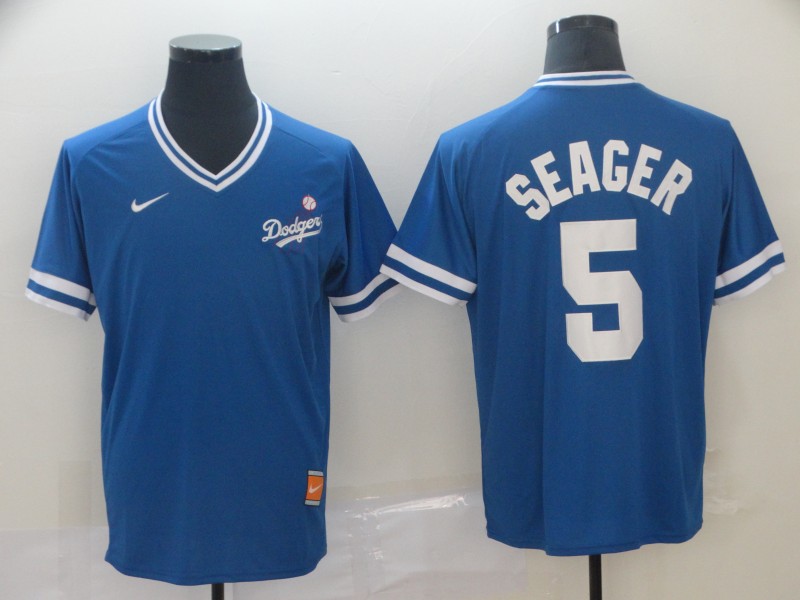 Dodgers 5 Corey Seager Royal Throwback Jersey Dodgers 5 Corey Seager Royal Throwback Jersey