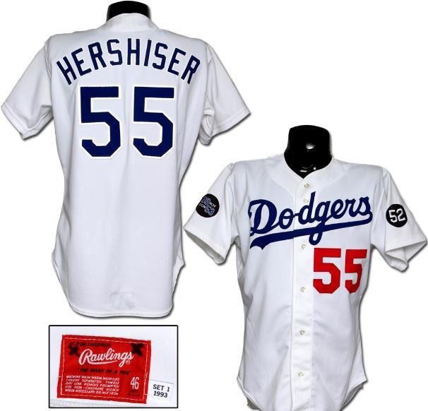 Dodgers 55 Orel Hershiser White 1993 Game Worn Cool Base Jersey Dodgers 55 Orel Hershiser White 1993 Game Worn Cool Base Jersey