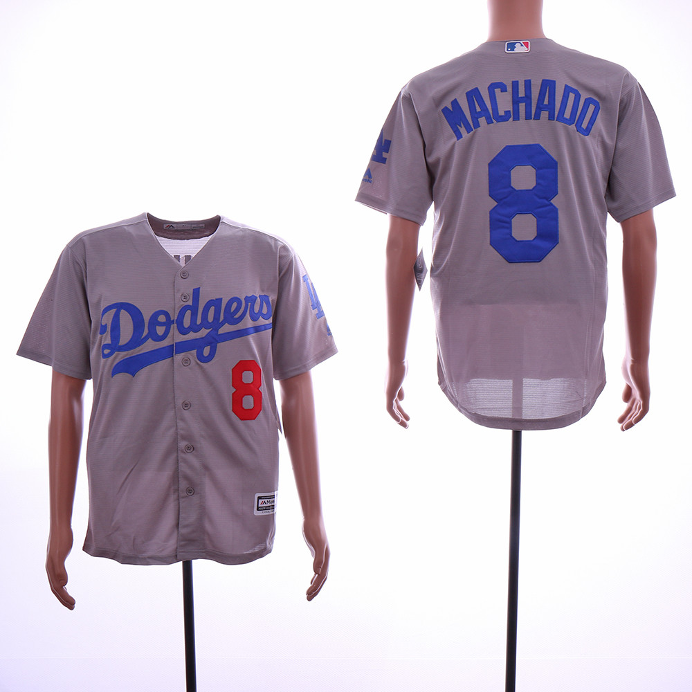 Dodgers 8 Manny Machado Gray Cool Base Jersey Dodgers 8 Manny Machado Gray Cool Base Jersey