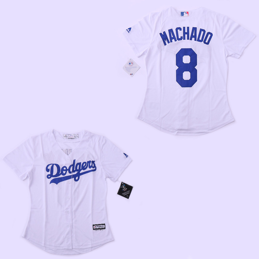Dodgers #8 Manny Machado White Women Cool Base Jersey Dodgers #8 Manny Machado White Women Cool Base Jersey