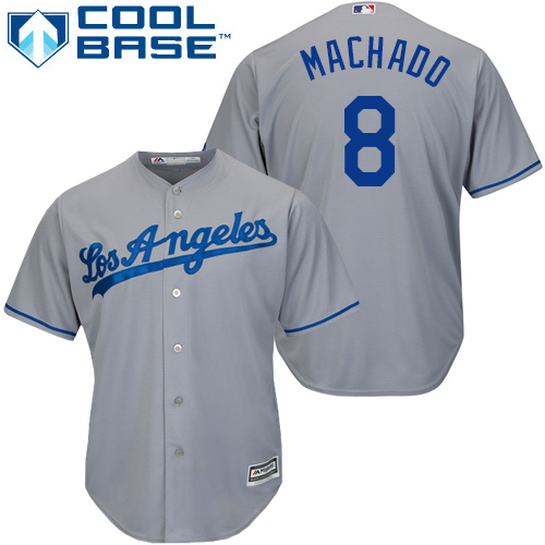 Dodgers #8 Manny Machado Grey New Cool Base Stitched Baseball Jersey Dodgers #8 Manny Machado Grey New Cool Base Stitched Baseball Jersey