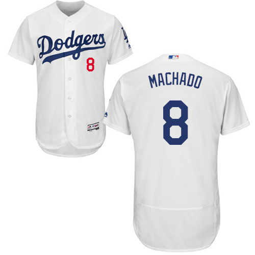 Dodgers #8 Manny Machado White Flexbase Authentic Collection Stitched Baseball Jersey Dodgers #8 Manny Machado White Flexbase Authentic Collection Stitched Baseball Jersey