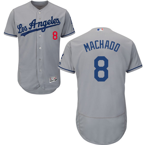 Dodgers #8 Manny Machado Grey Flexbase Authentic Collection Stitched Baseball Jersey Dodgers #8 Manny Machado Grey Flexbase Authentic Collection Stitched Baseball Jersey