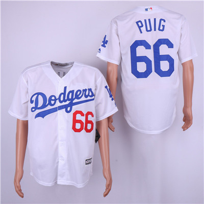 Dodgers #66 Yasiel Puig White Cool Base Jersey Dodgers #66 Yasiel Puig White Cool Base Jersey