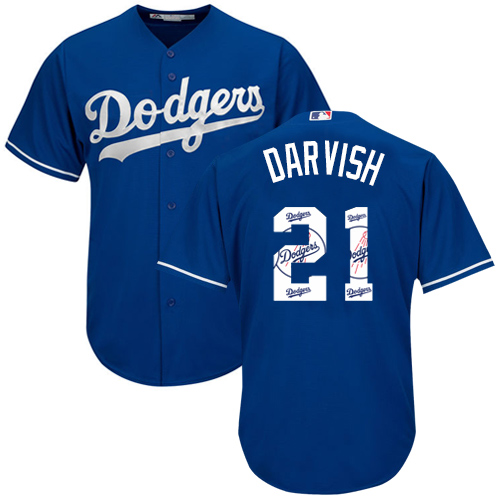 Dodgers #21 Yu Darvish Blue Team Logo Fashion Stitched MLB Jersey Dodgers #21 Yu Darvish Blue Team Logo Fashion Stitched MLB Jersey