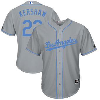 Men's Los Angeles Dodgers Clayton Kershaw Majestic Gray Father's Day Cool Base Replica Jersey Men's Los Angeles Dodgers Clayton Kershaw Majestic Gray Father's Day Cool Base Replica Jersey
