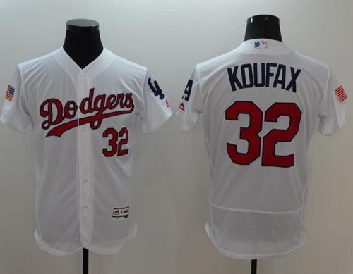 Dodgers #32 Sandy Koufax White Fashion Stars & Stripes Flexbase Authentic Stitched MLB Jersey Dodgers #32 Sandy Koufax White Fashion Stars & Stripes Flexbase Authentic Stitched MLB Jersey