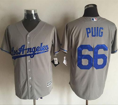 Dodgers #66 Yasiel Puig Grey New Cool Base Stitched MLB Jersey Dodgers #66 Yasiel Puig Grey New Cool Base Stitched MLB Jersey