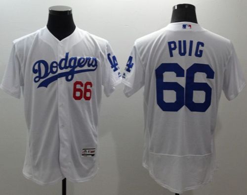 Dodgers #66 Yasiel Puig White Flexbase Authentic Collection Stitched MLB Jersey Dodgers #66 Yasiel Puig White Flexbase Authentic Collection Stitched MLB Jersey