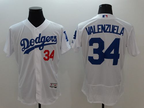 Dodgers #34 Fernando Valenzuela White Flexbase Authentic Collection Stitched MLB Jersey Dodgers #34 Fernando Valenzuela White Flexbase Authentic Collection Stitched MLB Jersey