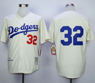 Mitchell and Ness Los Angeles Dodgers #32 Sandy Koufax Cream Throwback MLB Jersey Mitchell and Ness Los Angeles Dodgers #32 Sandy Koufax Cream Throwback MLB Jersey