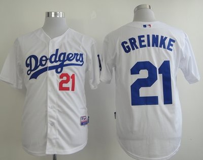 Los Angeles Dodgers #21 Zack Greinke White New Cool Base Stitched Baseball Jersey Los Angeles Dodgers #21 Zack Greinke White New Cool Base Stitched Baseball Jersey