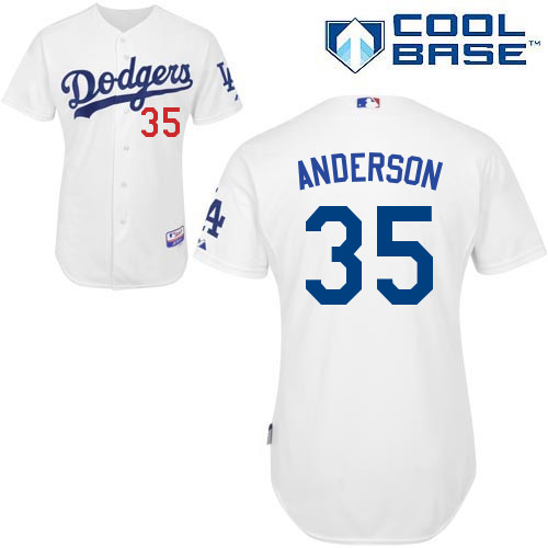 Los Angeles Dodgers#35 Anderson Majestic Authentic White Jersey Los Angeles Dodgers#35 Anderson Majestic Authentic White Jersey