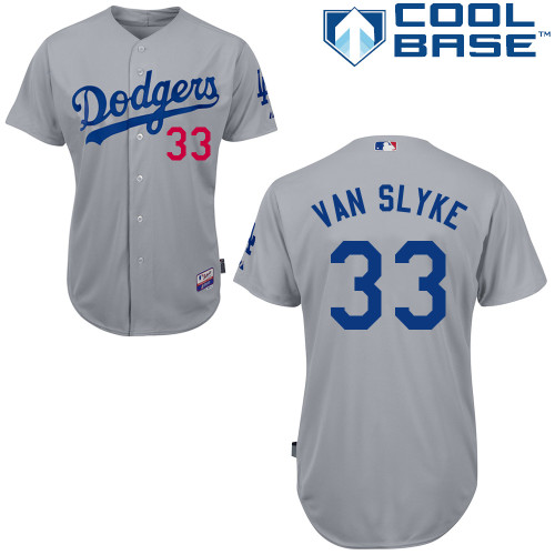 Los Angeles Dodgers#33 Van Slyke Majestic Authentic Grey Jersey Los Angeles Dodgers#33 Van Slyke Majestic Authentic Grey Jersey