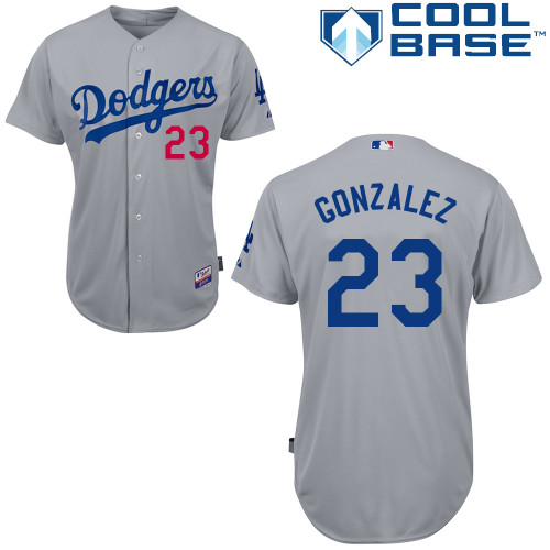 Los Angeles Dodgers#23 Gonzalez Majestic Authentic Grey Jersey Los Angeles Dodgers#23 Gonzalez Majestic Authentic Grey Jersey