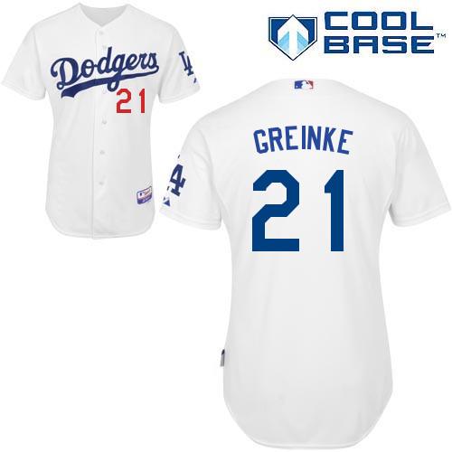 Los Angeles Dodgers#21 Greinke Majestic Authentic White Jersey Los Angeles Dodgers#21 Greinke Majestic Authentic White Jersey