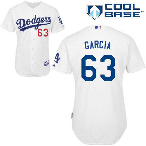 Los Angeles Dodgers#63 Garcia Majestic Authentic White Jersey Los Angeles Dodgers#63 Garcia Majestic Authentic White Jersey