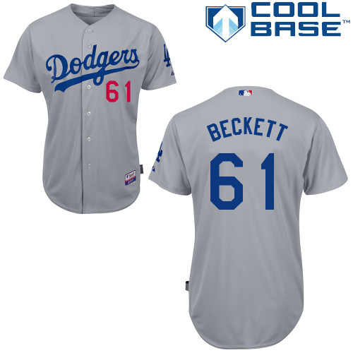 Los Angeles Dodgers#61 Beckett Majestic Authentic Grey Jersey Los Angeles Dodgers#61 Beckett Majestic Authentic Grey Jersey