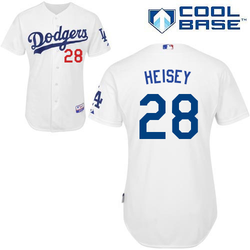 Los Angeles Dodgers#28 Heisey Majestic Authentic White Jersey Los Angeles Dodgers#28 Heisey Majestic Authentic White Jersey