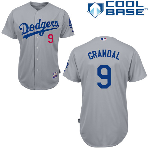 Los Angeles Dodgers#9 Grandal Majestic Authentic Grey Jersey Los Angeles Dodgers#9 Grandal Majestic Authentic Grey Jersey
