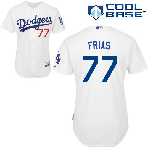 Los Angeles Dodgers#77 Frias Majestic Authentic White Jersey Los Angeles Dodgers#77 Frias Majestic Authentic White Jersey