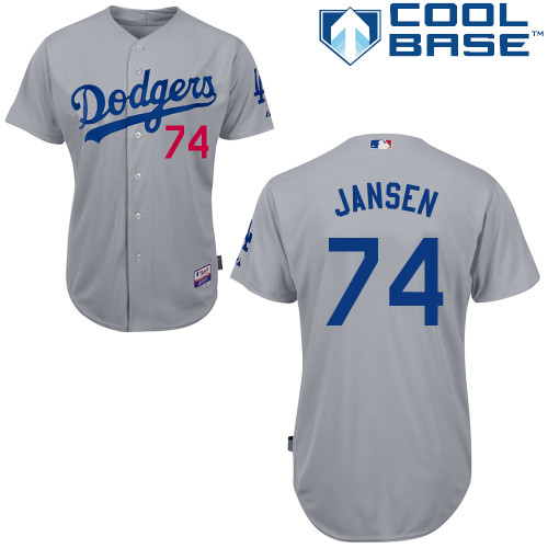 Los Angeles Dodgers#74 Jansen Majestic Authentic Grey Jersey Los Angeles Dodgers#74 Jansen Majestic Authentic Grey Jersey