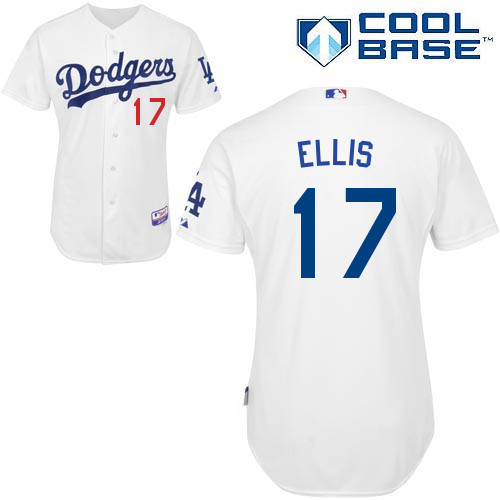Los Angeles Dodgers#17 Ellis Majestic Authentic White Jersey Los Angeles Dodgers#17 Ellis Majestic Authentic White Jersey