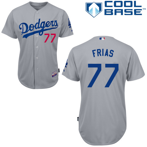 Los Angeles Dodgers#77 Frias Majestic Authentic Grey Jersey Los Angeles Dodgers#77 Frias Majestic Authentic Grey Jersey