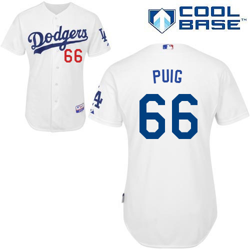 Los Angeles Dodgers#66 Puig Majestic Authentic White Jersey Los Angeles Dodgers#66 Puig Majestic Authentic White Jersey
