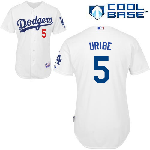 Los Angeles Dodgers#5 Uribe Majestic Authentic White Jersey Los Angeles Dodgers#5 Uribe Majestic Authentic White Jersey