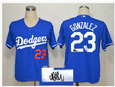 Los Angeles Dodgers #23 Adrian Gonzalez Blue Cool Base Autographed Stitched Baseball Jersey Los Angeles Dodgers #23 Adrian Gonzalez Blue Cool Base Autographed Stitched Baseball Jersey