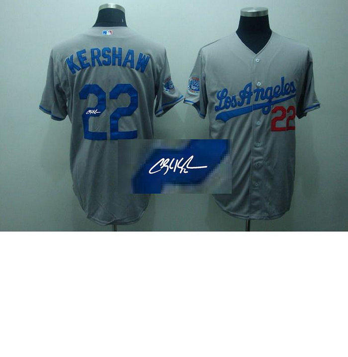 Los Angeles Dodgers #22 Clayton Kershaw Grey MLB Jerseys(Signed) Los Angeles Dodgers #22 Clayton Kershaw Grey MLB Jerseys(Signed)
