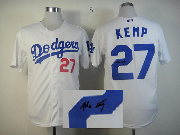 Los Angeles Dodgers 27 Matt Kemp White MLB Jerseys(Signed) Los Angeles Dodgers 27 Matt Kemp White MLB Jerseys(Signed)