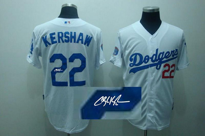 Los Angels Dodgers #22 Clayton Kershaw White MLB Signed Jersey Los Angels Dodgers #22 Clayton Kershaw White MLB Signed Jersey