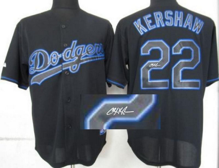 Los Angels Dodgers #22 Clayton Kershaw Black MLB Signed Jersey Los Angels Dodgers #22 Clayton Kershaw Black MLB Signed Jersey