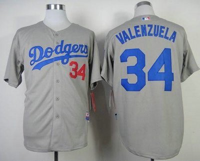 Los Angeles Dodgers #34 Fernando Valenzuela Grey Cool Base Baseball MLB Jersey Los Angeles Dodgers #34 Fernando Valenzuela Grey Cool Base Baseball MLB Jersey